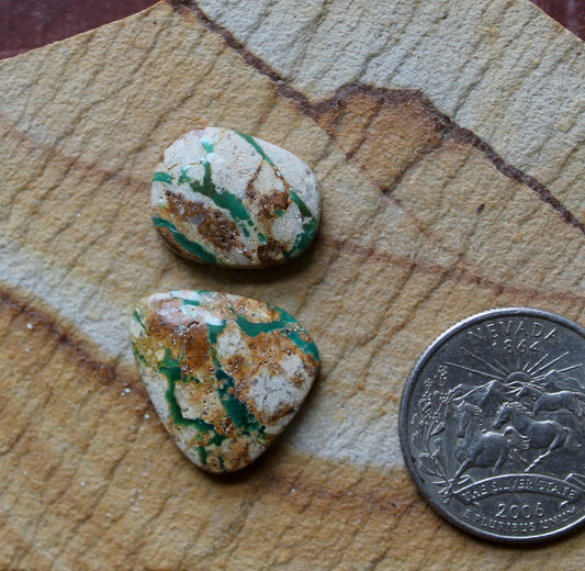 Green boulder-cut Stone Mountain Turquoise cabochons Green boulder-cut Stone Mountain Turquoise cabochons