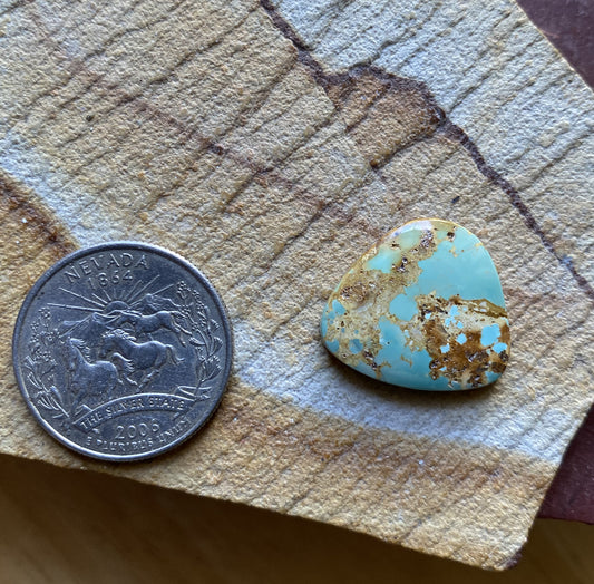 11 carat green Stone Mountain Turquoise cabochon with red matrix 11 carat green Stone Mountain Turquoise cabochon with red matrix
