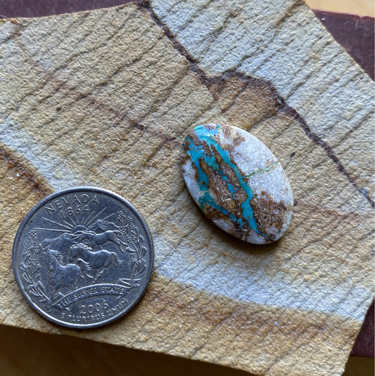 13 carat blue boulder-cut Stone Mountain Turquoise cabochon oval 13 carat blue boulder-cut Stone Mountain Turquoise cabochon oval