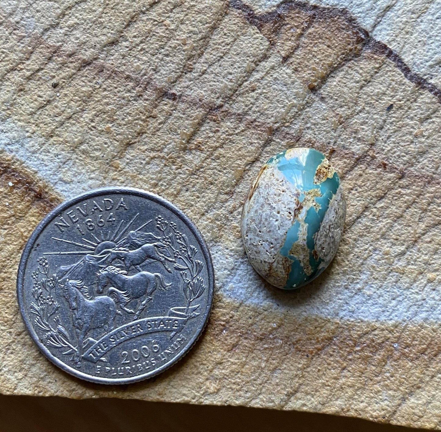 9 carat boulder-cut Stone Mountain Turquoise cabochon oval