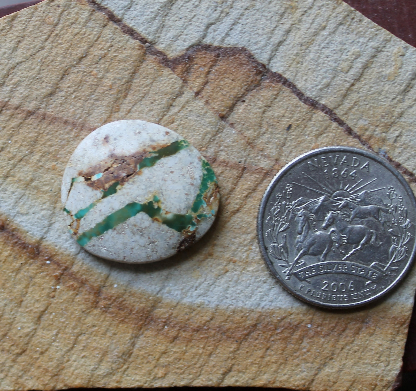 18 carat green boulder-cut Stone Mountain Turquoise cabochon