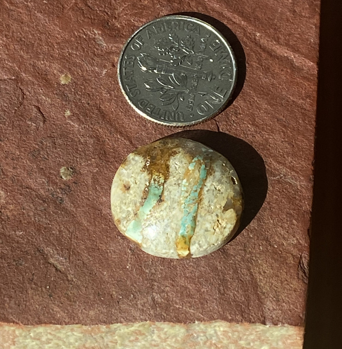 14 carat natural boulder-cut Stone Mountain Turquoise with a high dome