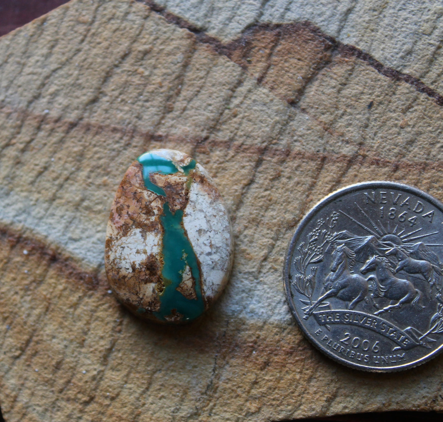 13 carat teal blue Stone Mountain Turquoise boulder-cut cabochon
