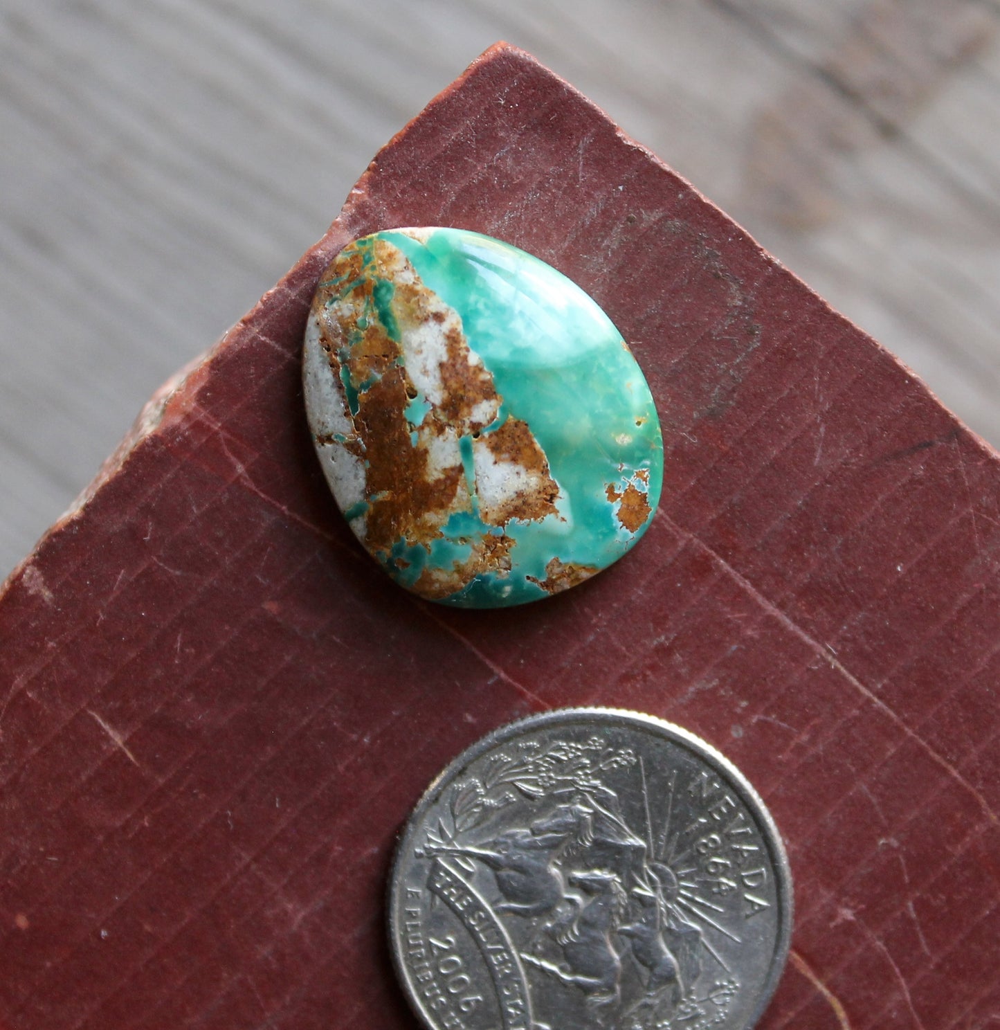 19 carat teal-blue boulder-cut Stone Mountain Turquoise cabochon