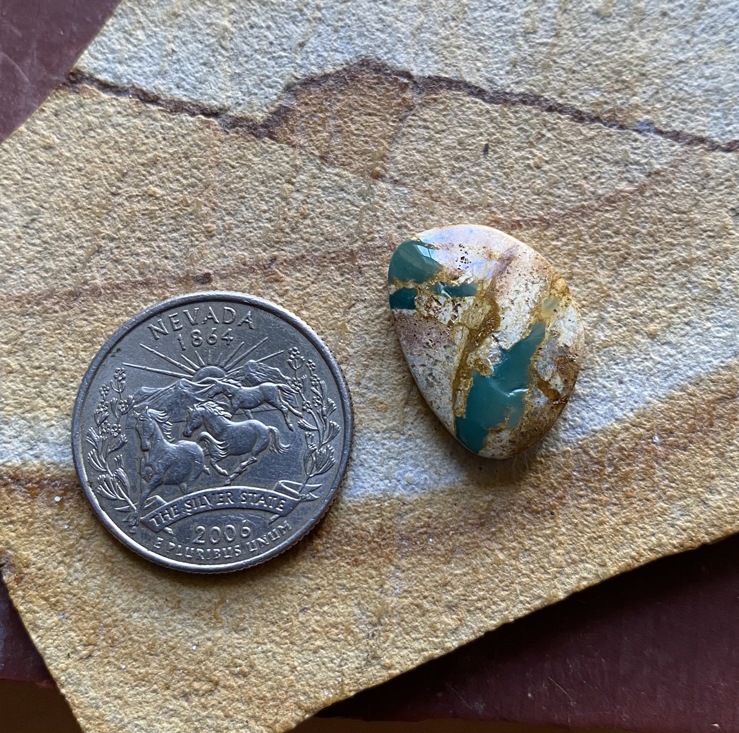 13 carat green boulder-cut Stone Mountain Turquoise cabochon