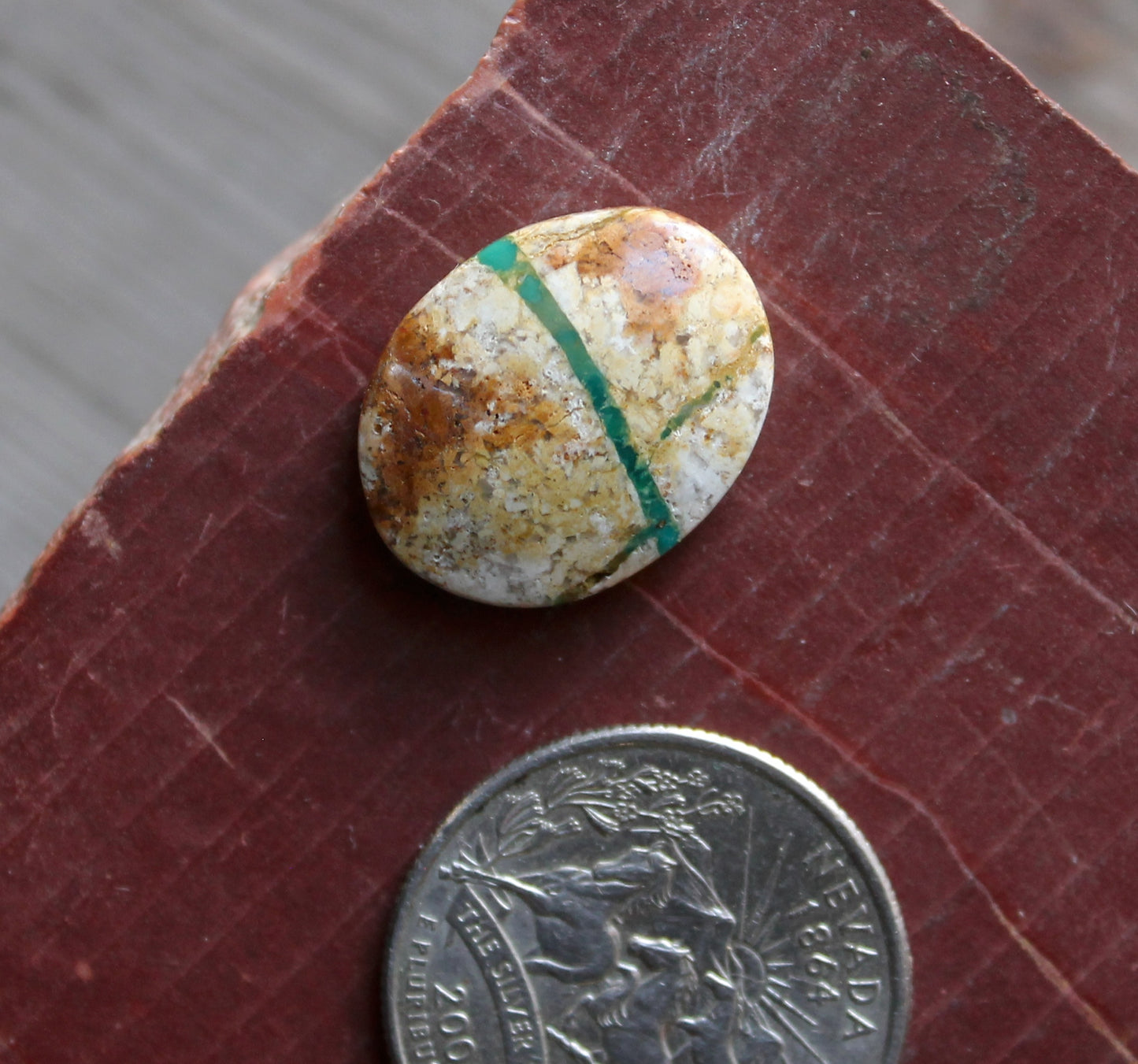 13 carat green boulder-cut Stone Mountain Turquoise cabochon