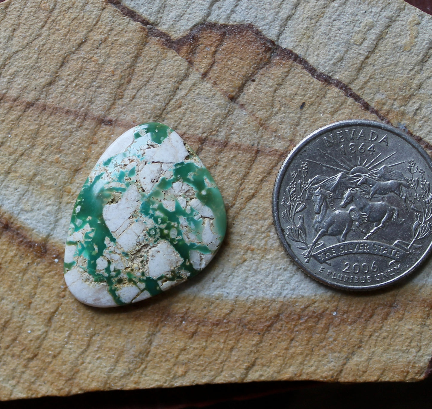 15 carat green boulder-cut Stone Mountain Turquoise cabochon