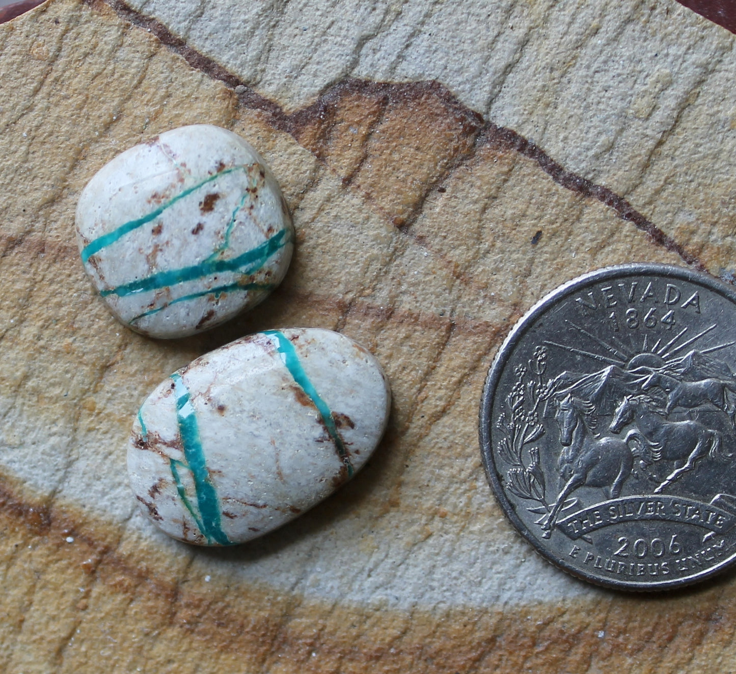 Dark blue boulder-cut Stone Mountain Turquoise cabochons