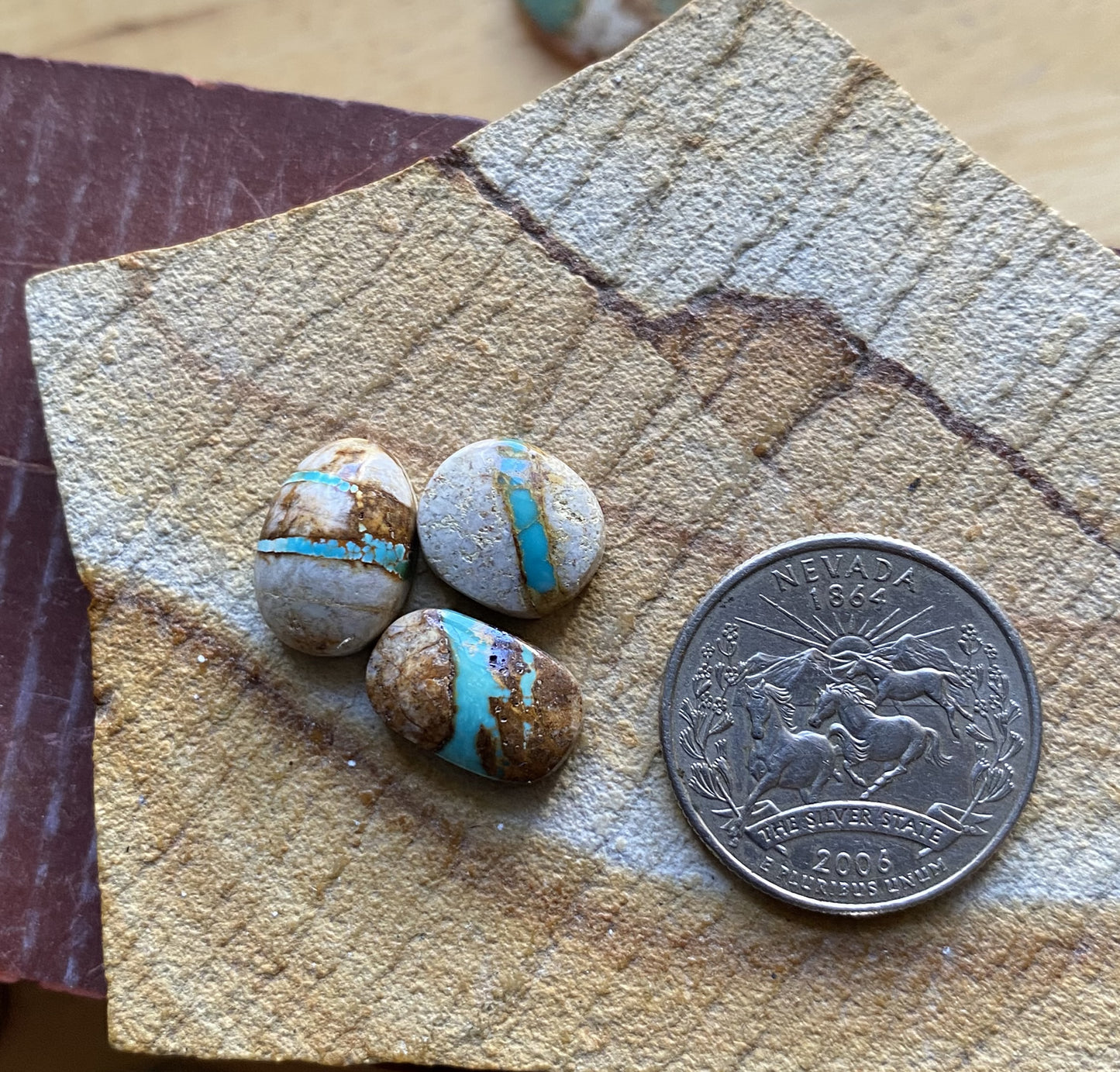 16 carats boulder-cut Stone Mountain Turquoise cabochons