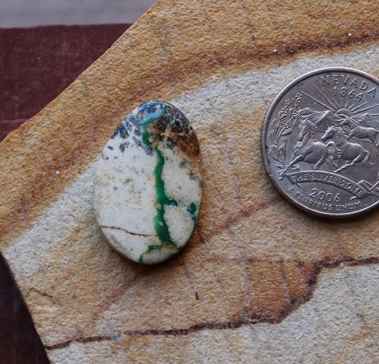 16 carat green boulder-cut Stone Mountain Turquoise cabochon