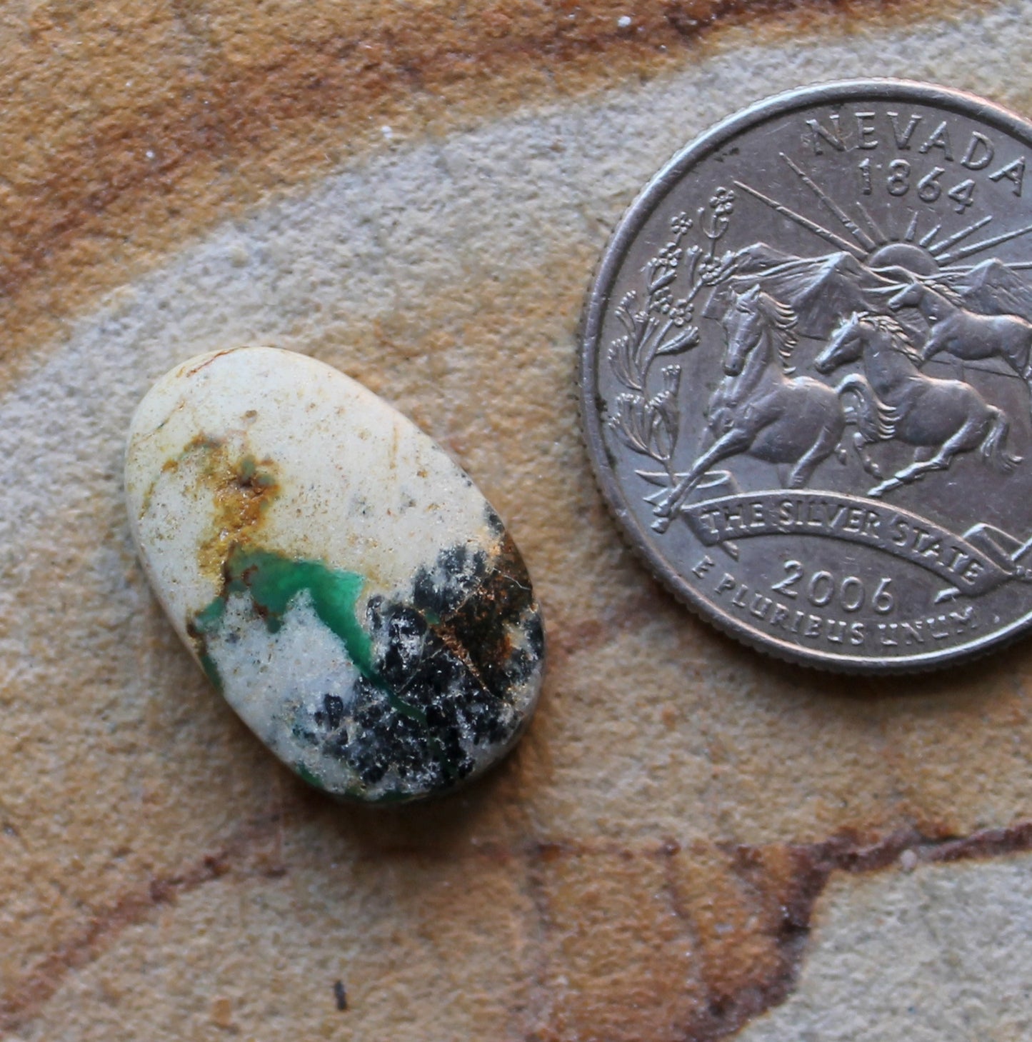 11 carat green boulder-cut Stone Mountain Turquoise cabochon