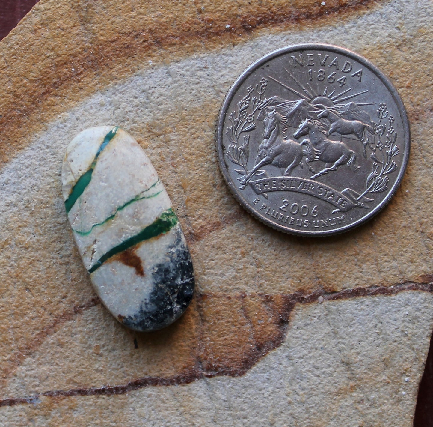 16 carat green boulder-cut Stone Mountain Turquoise cabochon