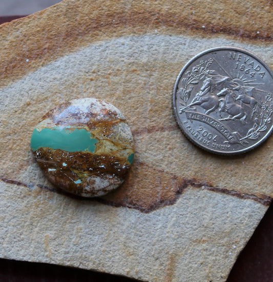20 carat boulder-cut Stone Mountain Turquoise cabochon with a high dome