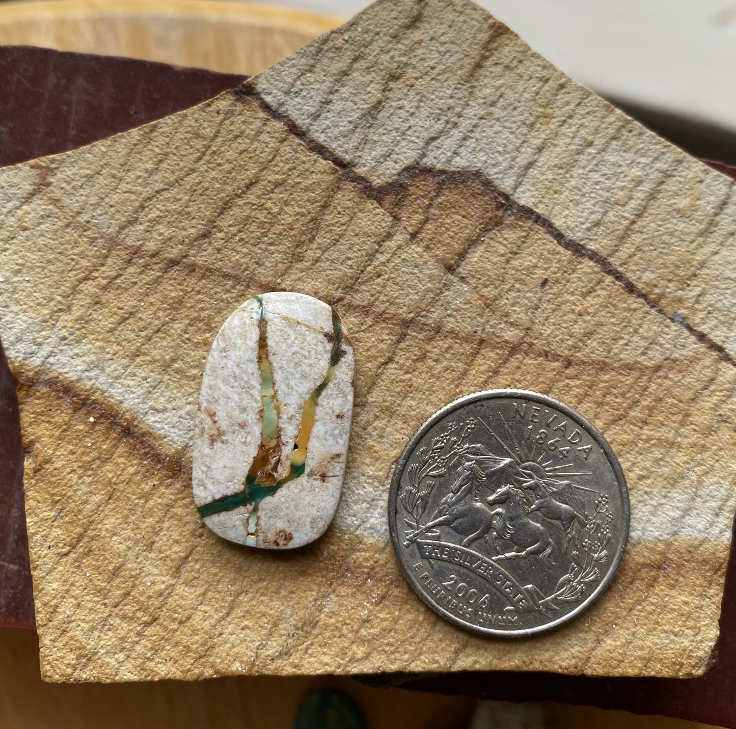 14 carats natural boulder-cut Stone Mountain Turquoise cabochon