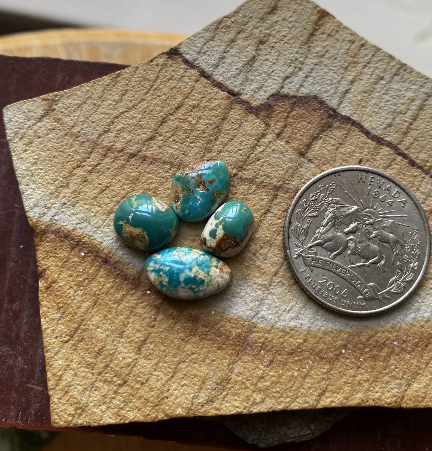 13 carats natural Stone Mountain Turquoise cabochons