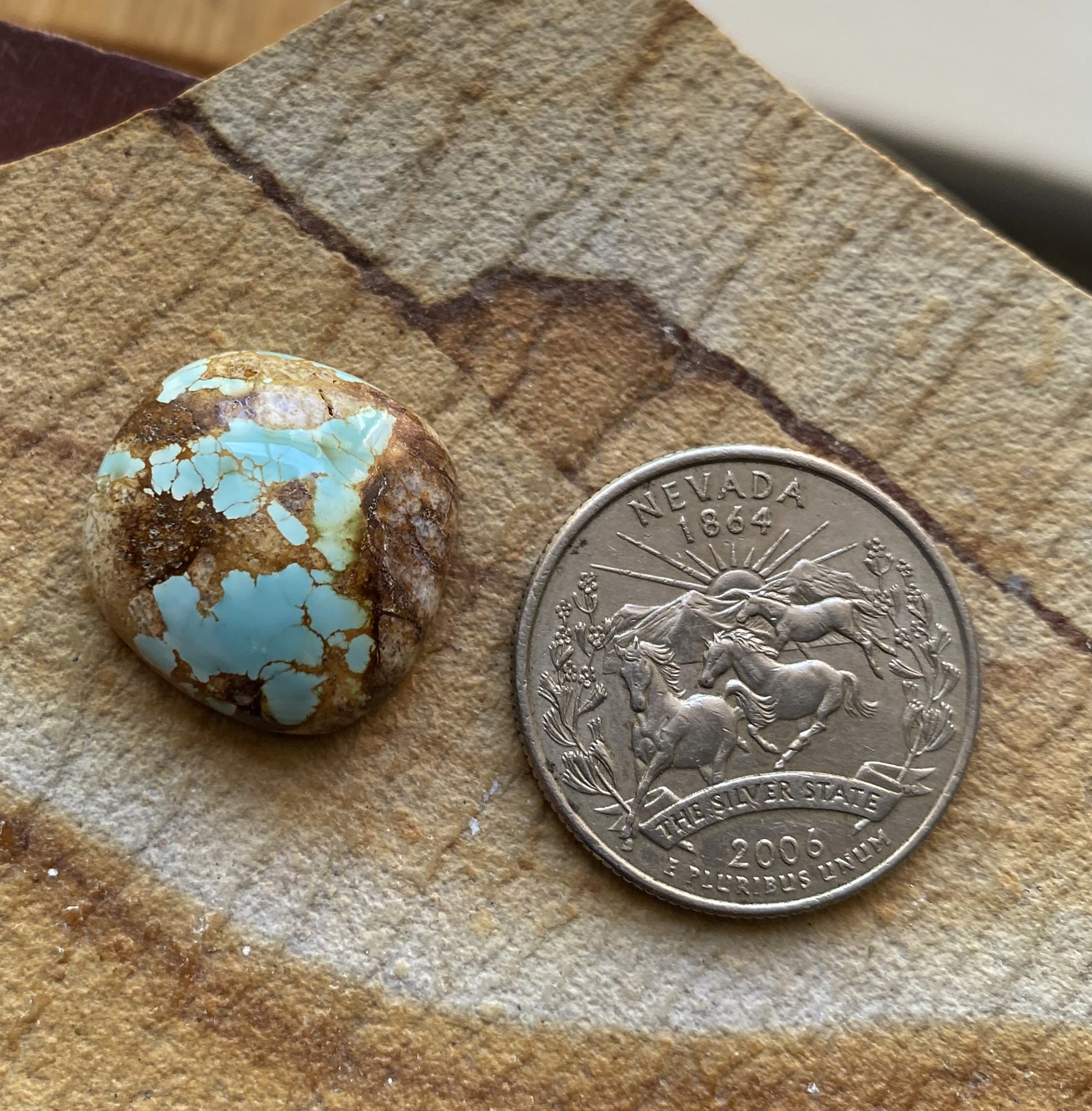 18 carat natural boulder-cut Stone Mountain Turquoise cabochon
