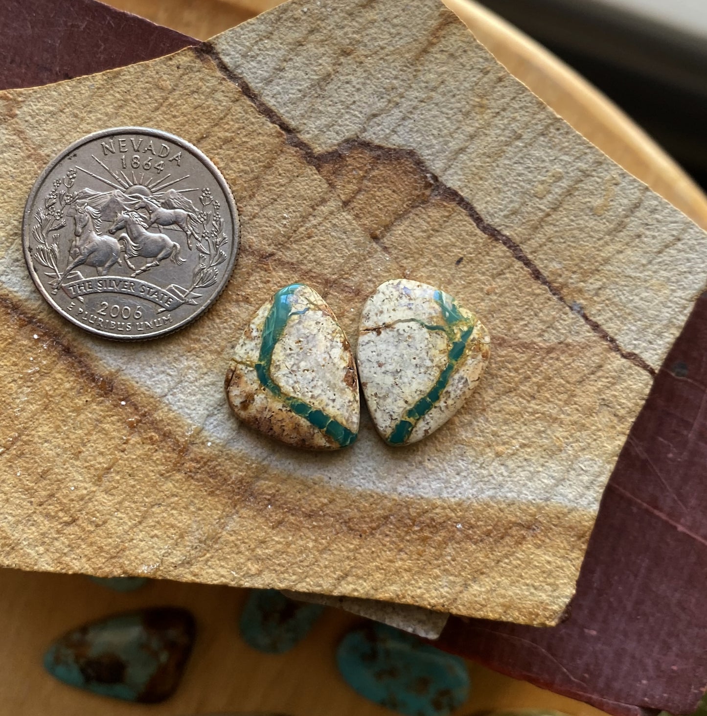 18 carat natural boulder-cut Stone Mountain Turquoise cabochons