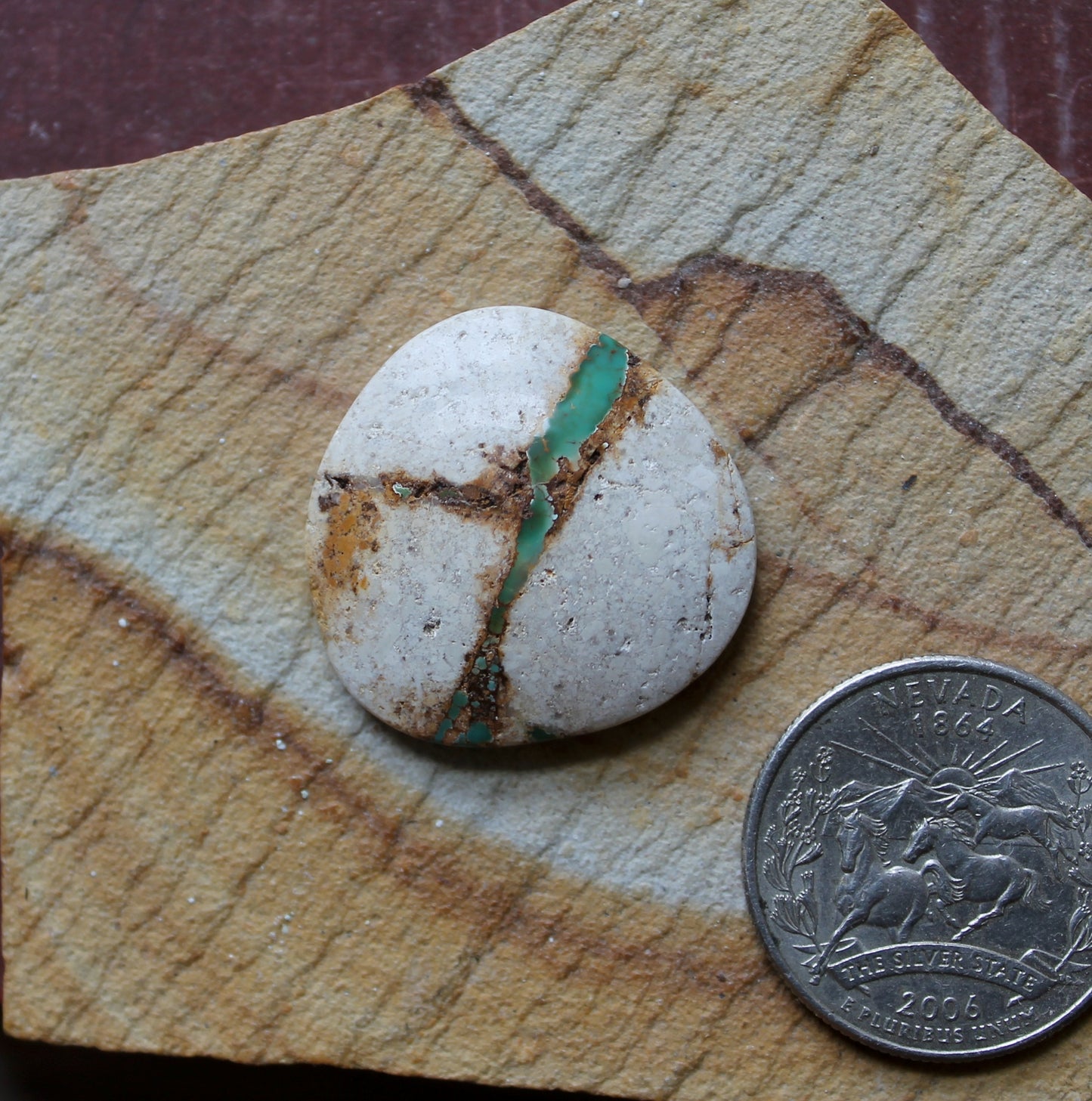 27 carat green Stone Mountain Turquoise cabochon