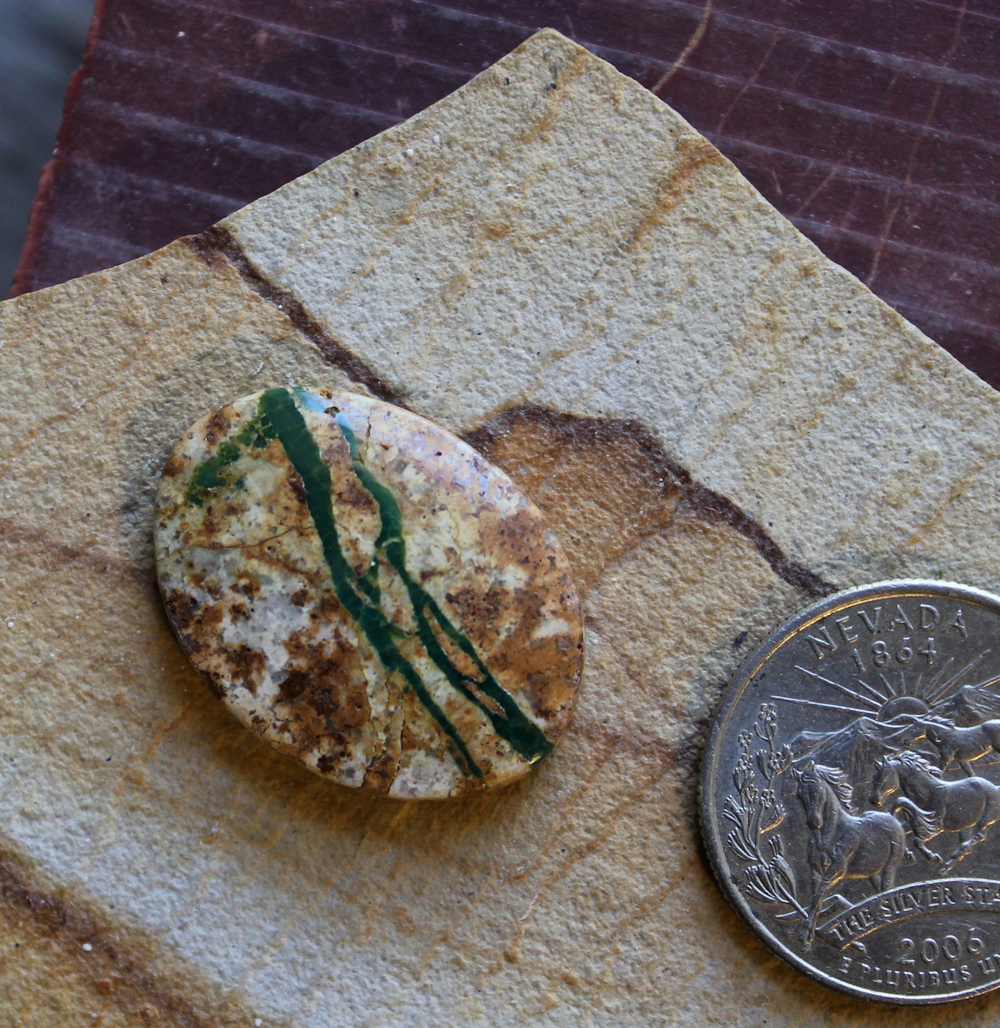 21 carat green boulder-cut Stone Mountain Turquoise cabochon