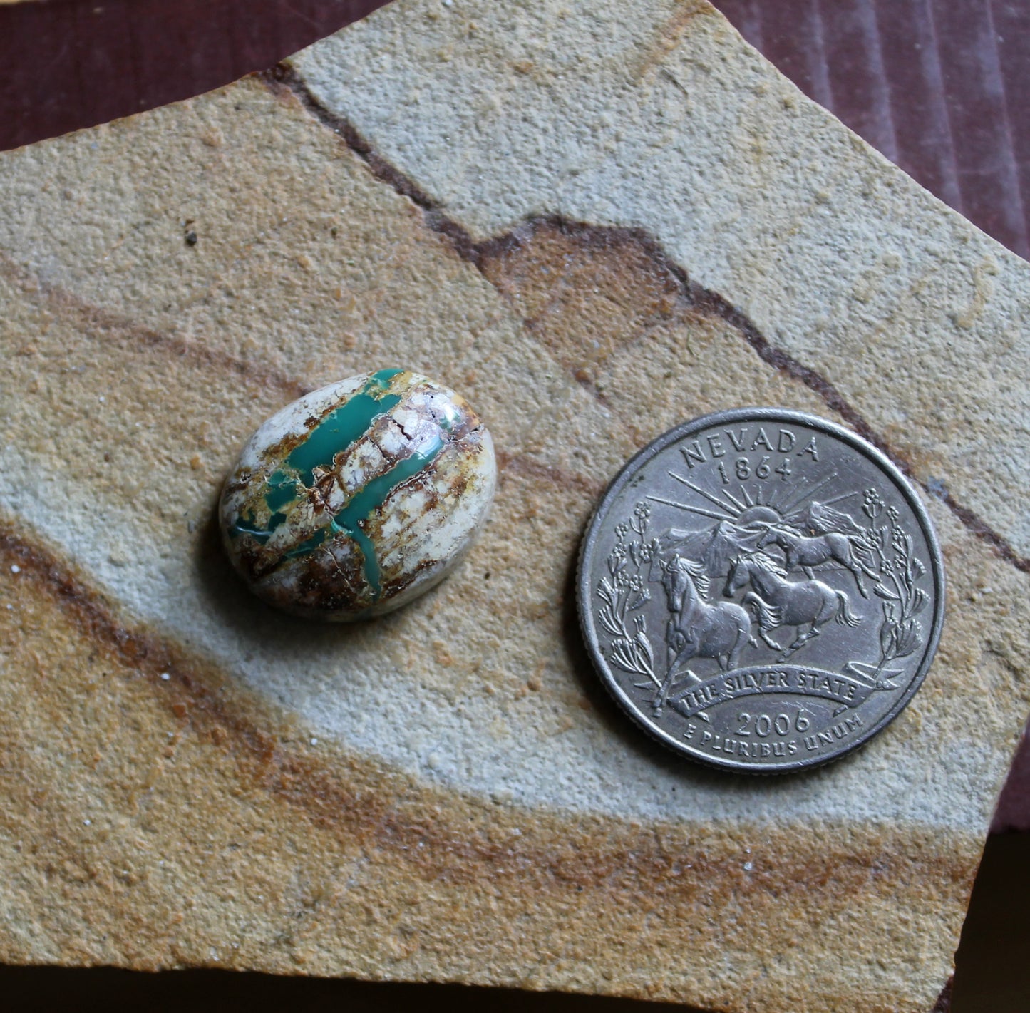 13 carat green boulder-cut Stone Mountain Turquoise cabochon