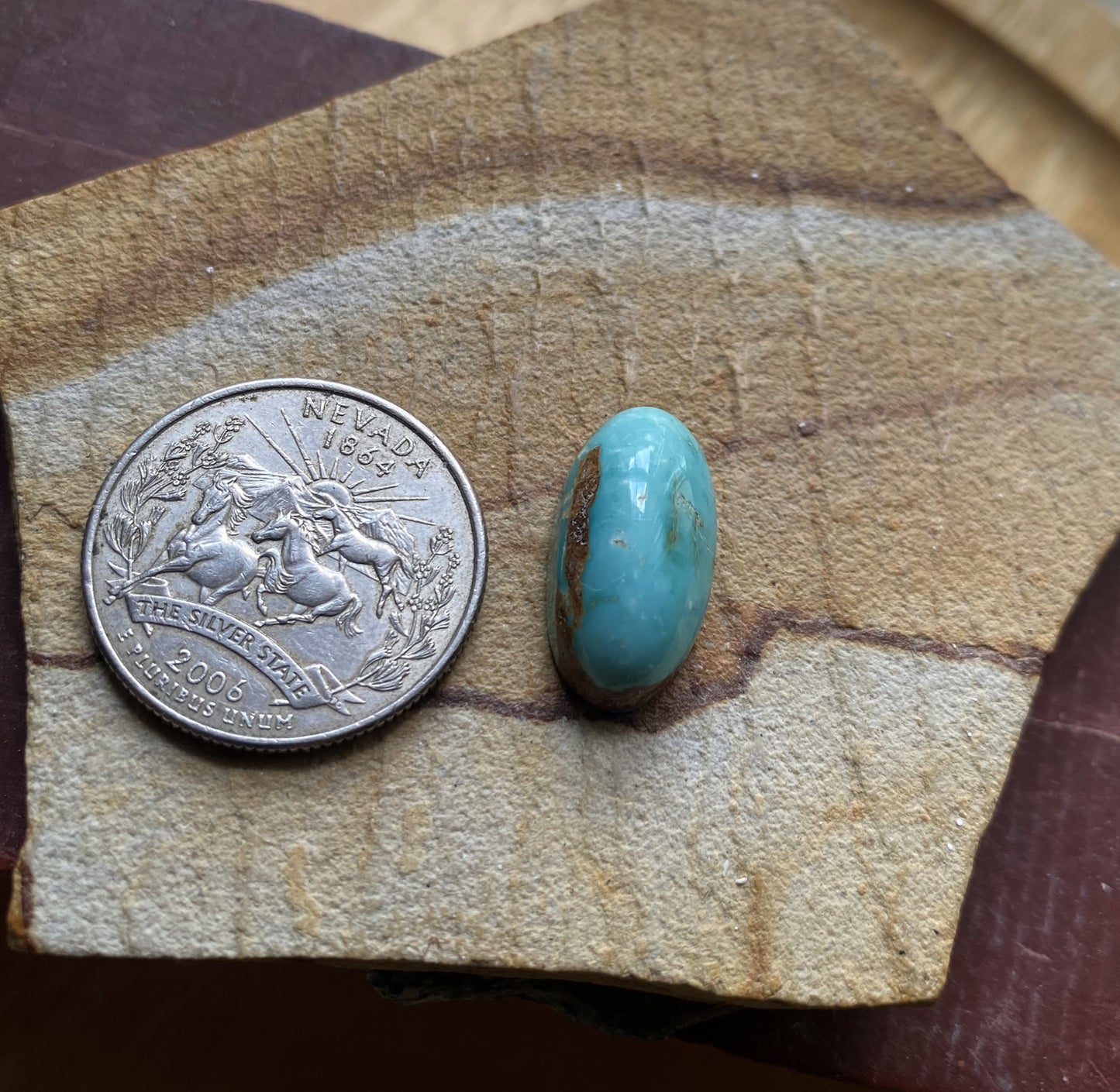 12 carats natural blue Stone Mountain Turquoise cabochon with a high dome