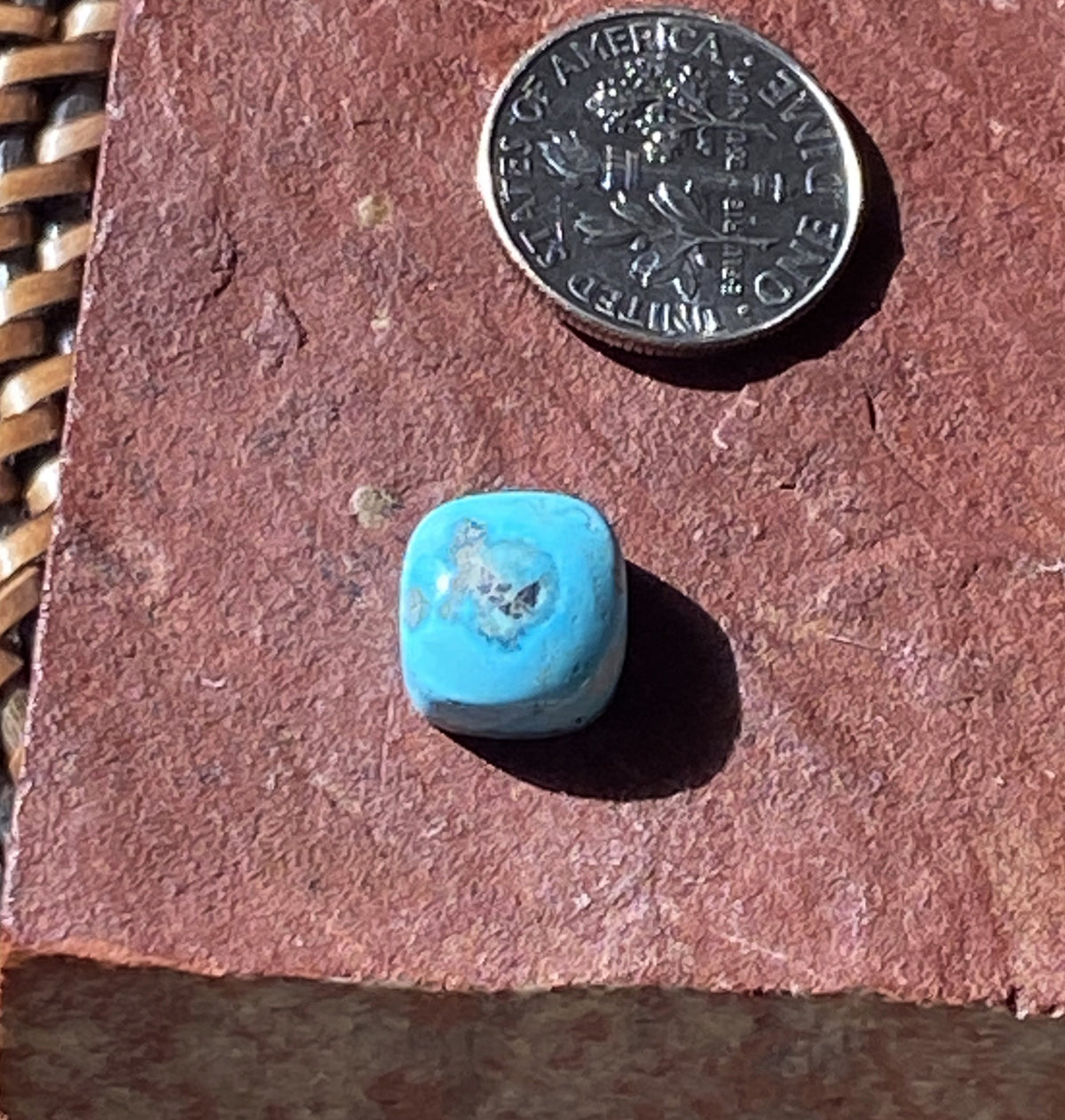 5 carat natural Blue June Turquoise cabochon with black matrix