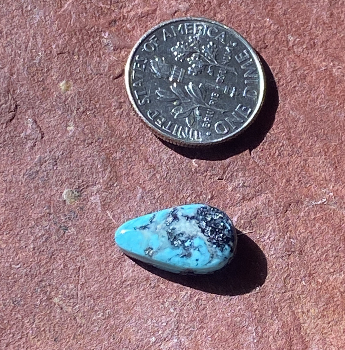 4 carat natural Blue June Turquoise cabochon with black matrix