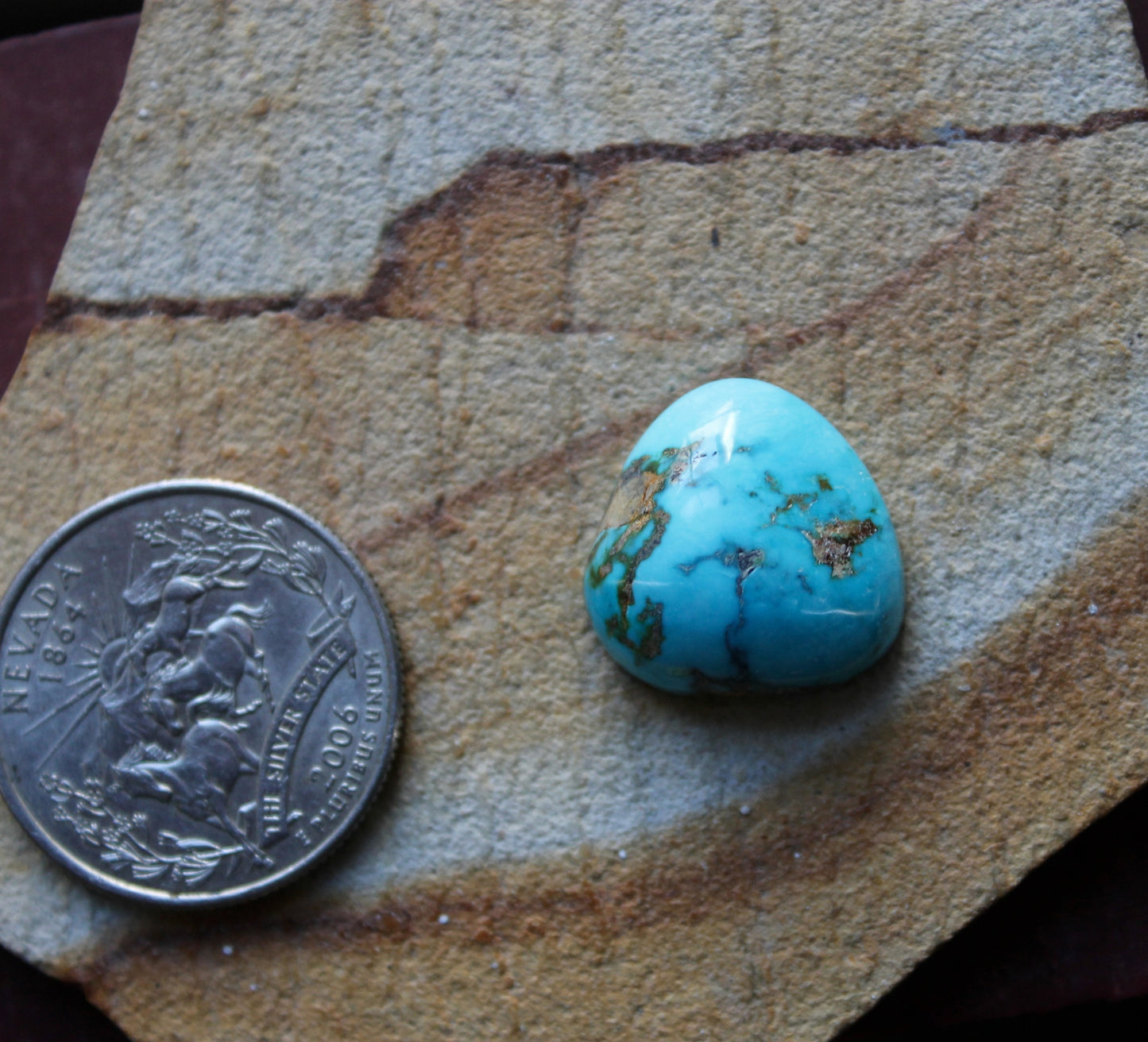 17 carat blue natural Blue June turquoise cabochon with a high dome