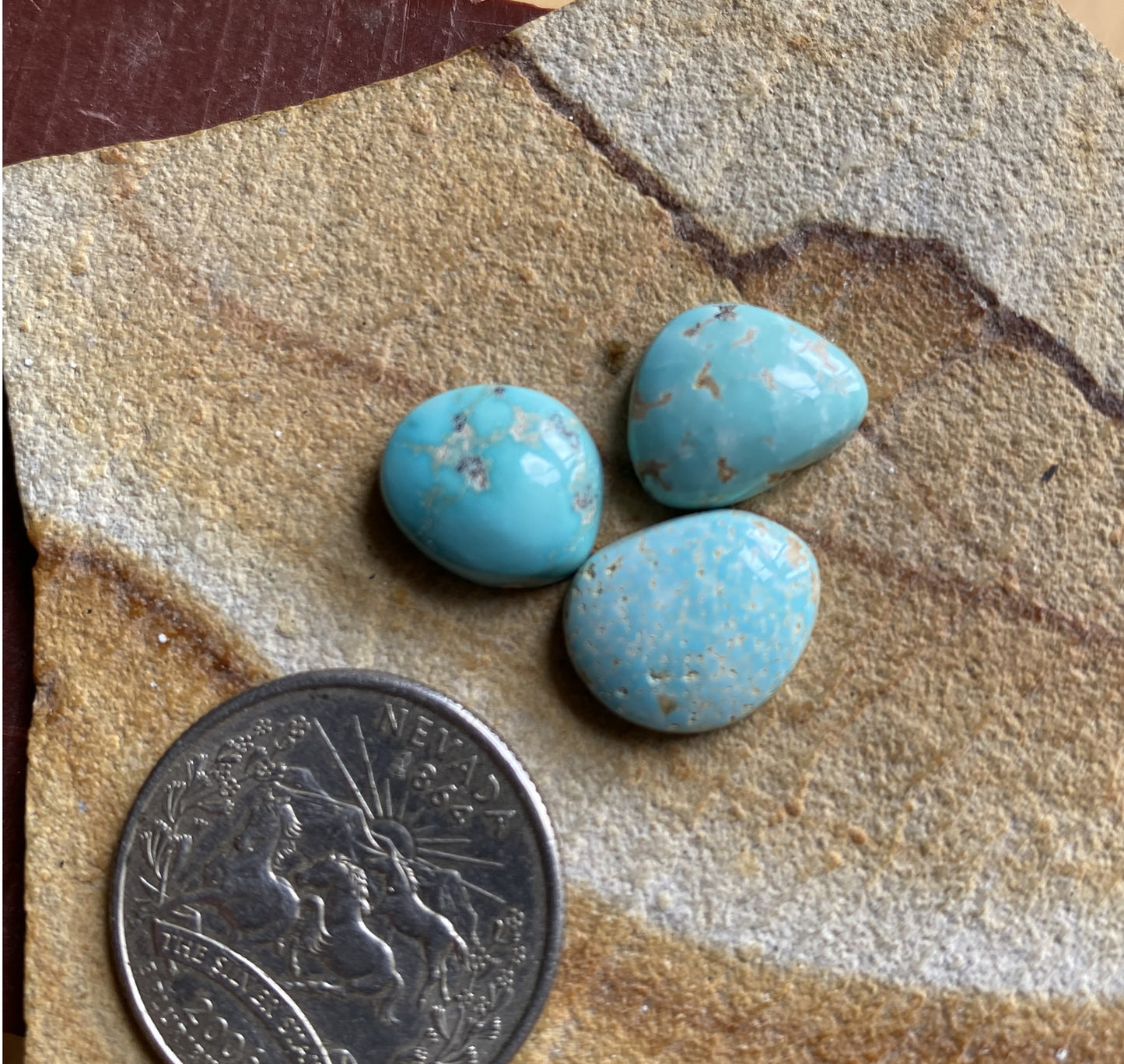 13 carats blue Stone Mountain Turquoise cabochons