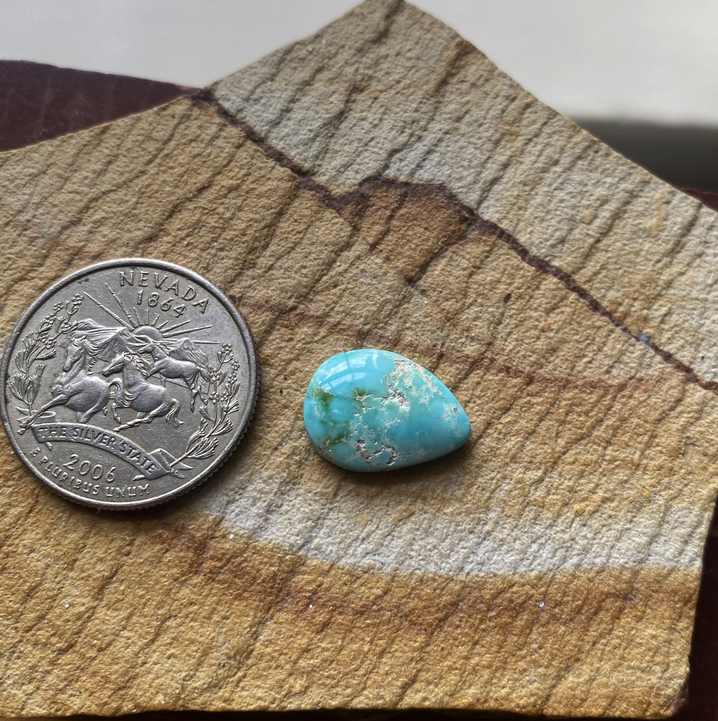 4 carat blue natural Stone Mountain Turquoise cabochon