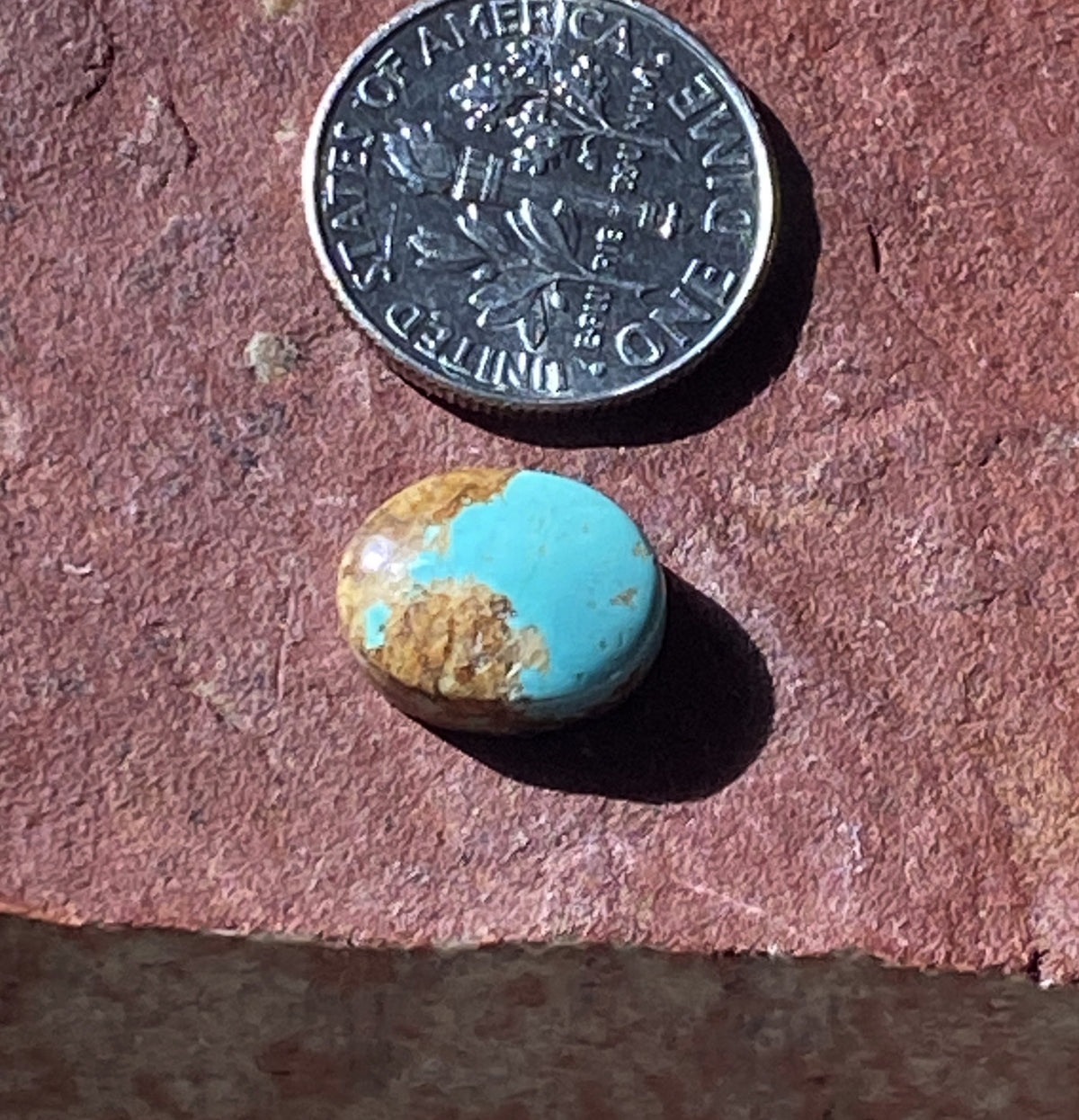 4 carat blue natural Stone Mountain Turquoise cabochon with red matrix