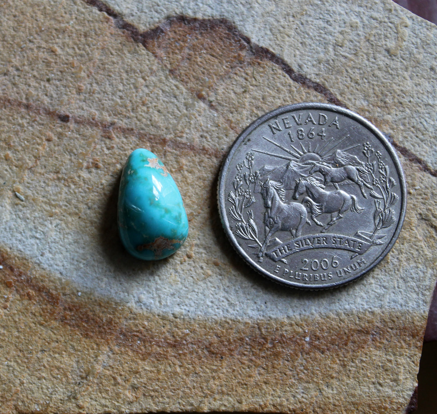 6 carat blue Stone Mountain Turquoise cabochon with a high dome