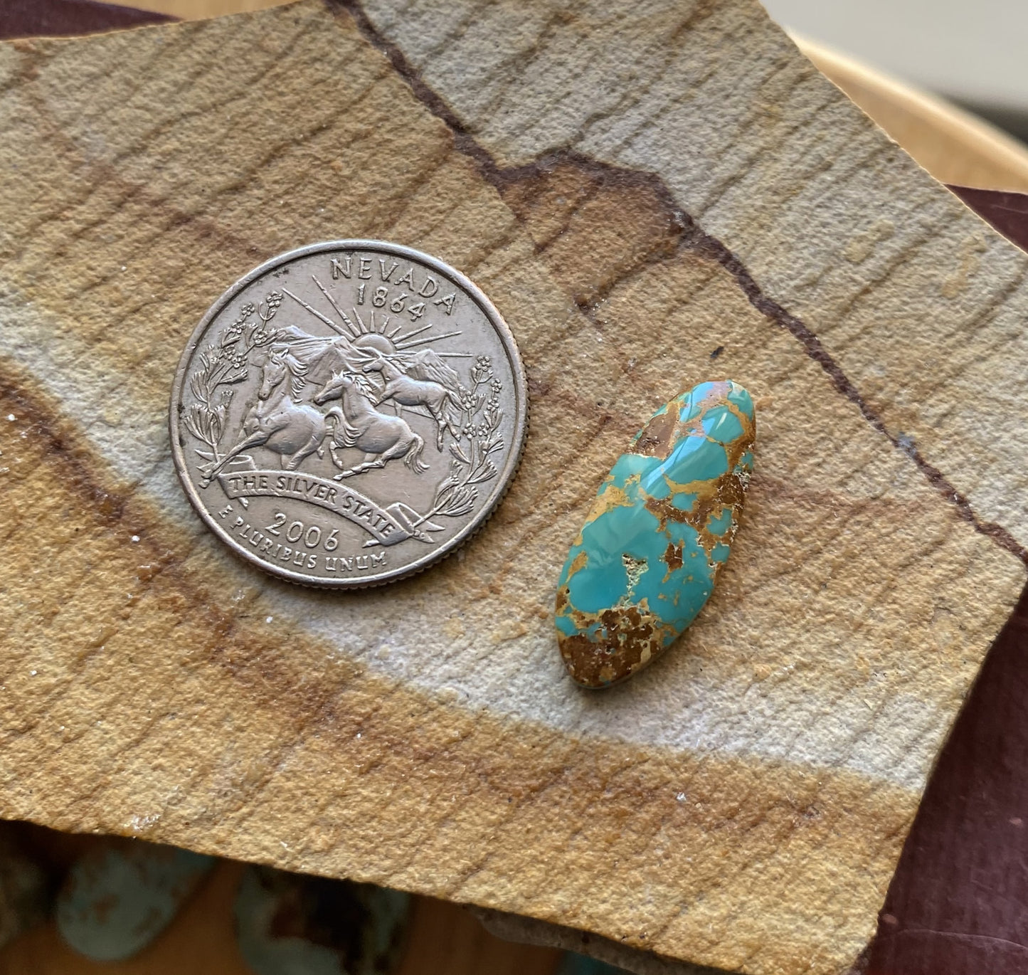 7 carat natural blue Stone Mountain Turquoise cabochon with red matrix