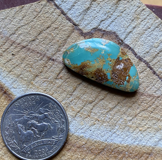 14 carat Stone Mountain Turquoise cabochon with red matrix 14 carat Stone Mountain Turquoise cabochon with red matrix