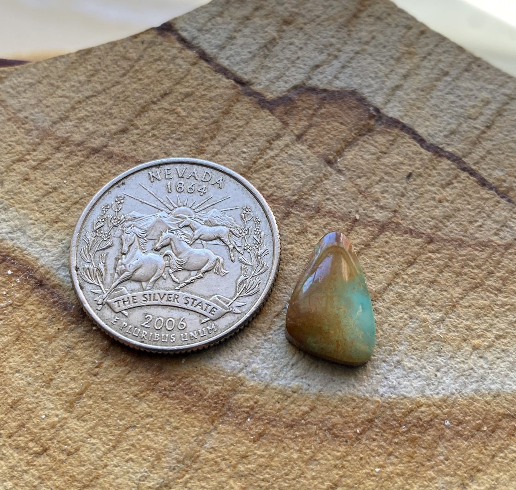 4 carat natural blue Stone Mountain Turquoise cabochon with red
