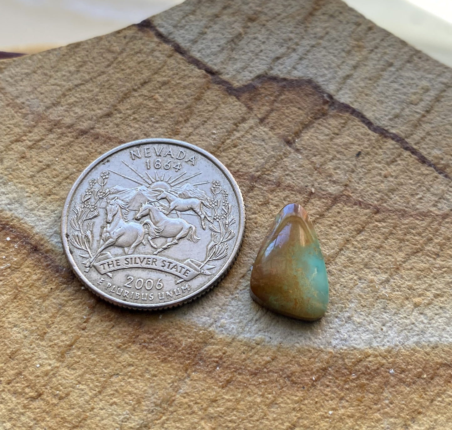 4 carat natural blue Stone Mountain Turquoise cabochon with red inclusions
