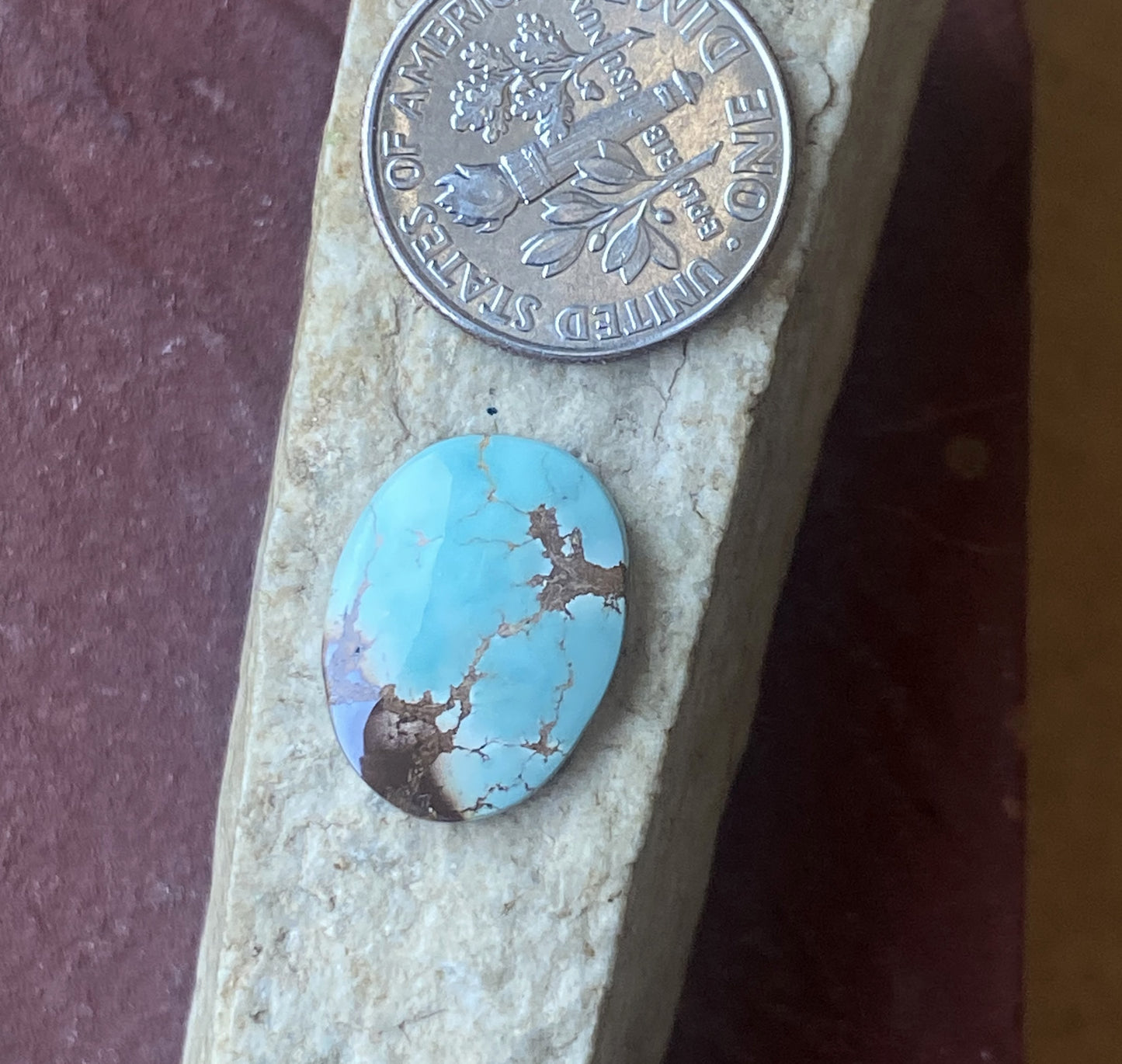 5 carat natural blue Stone Mountain Turquoise cabochon with red matrix