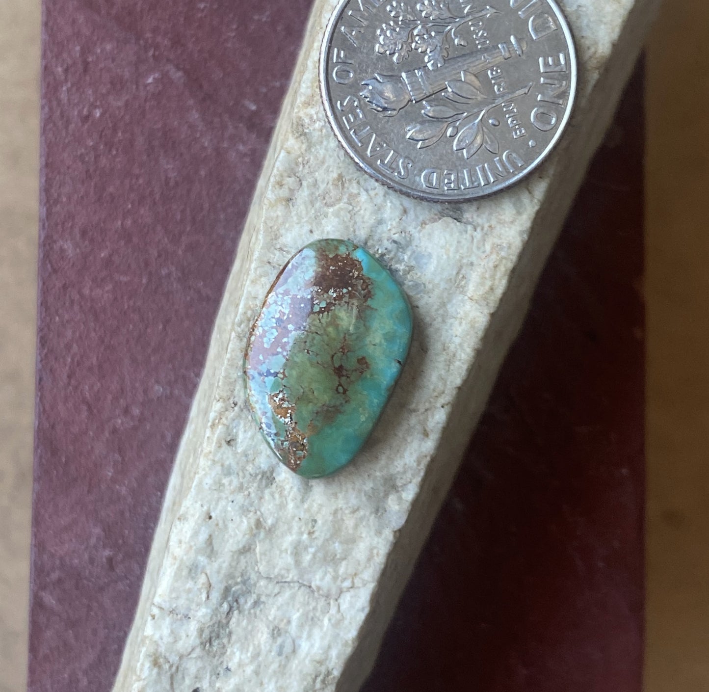 4 carat blue turquoise Stone Mountain Turquoise cabochon with red inclusions