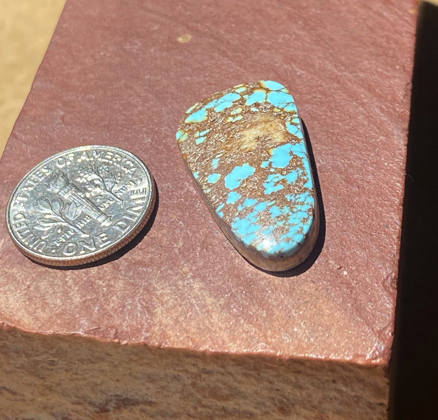 16 carats natural blue Stone Mountain Turquoise cabochon with red matrix