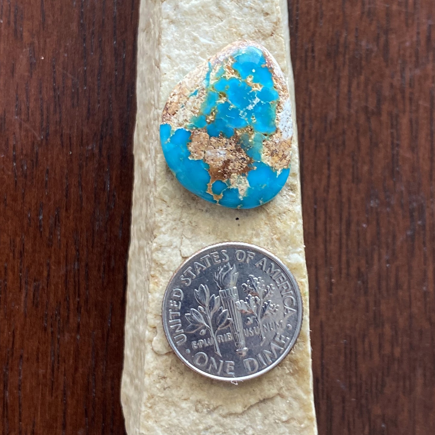 11 carat blue Stone Mountain Turquoise cabochon with red matrix