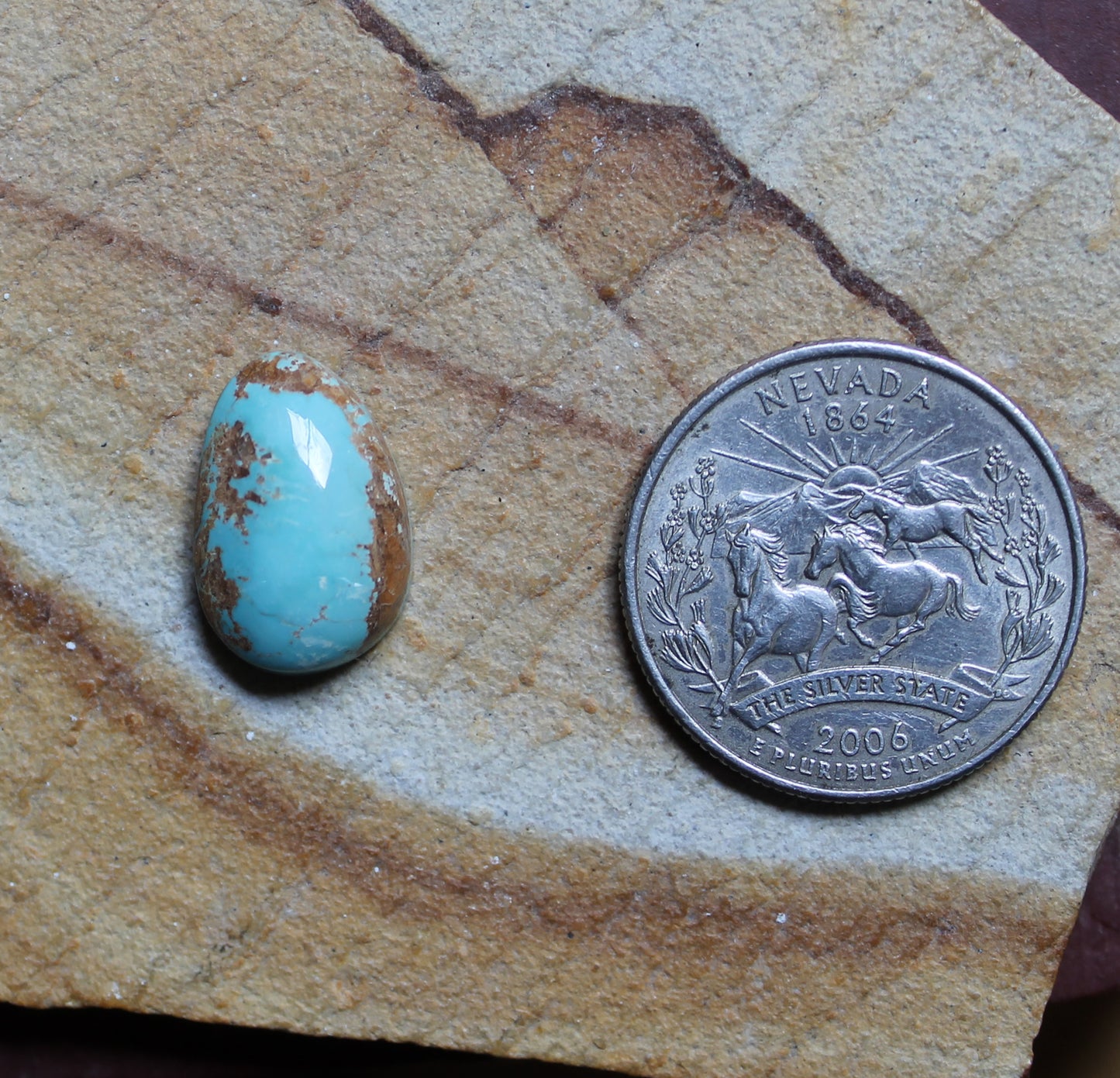 7 carat blue Stone Mountain Turquoise cabochon with a high dome