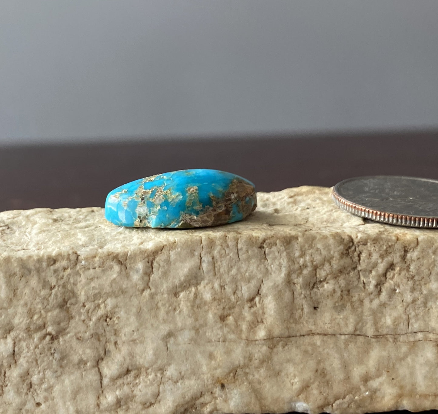 8 carat blue Stone Mountain Turquoise cabochon with red matrix