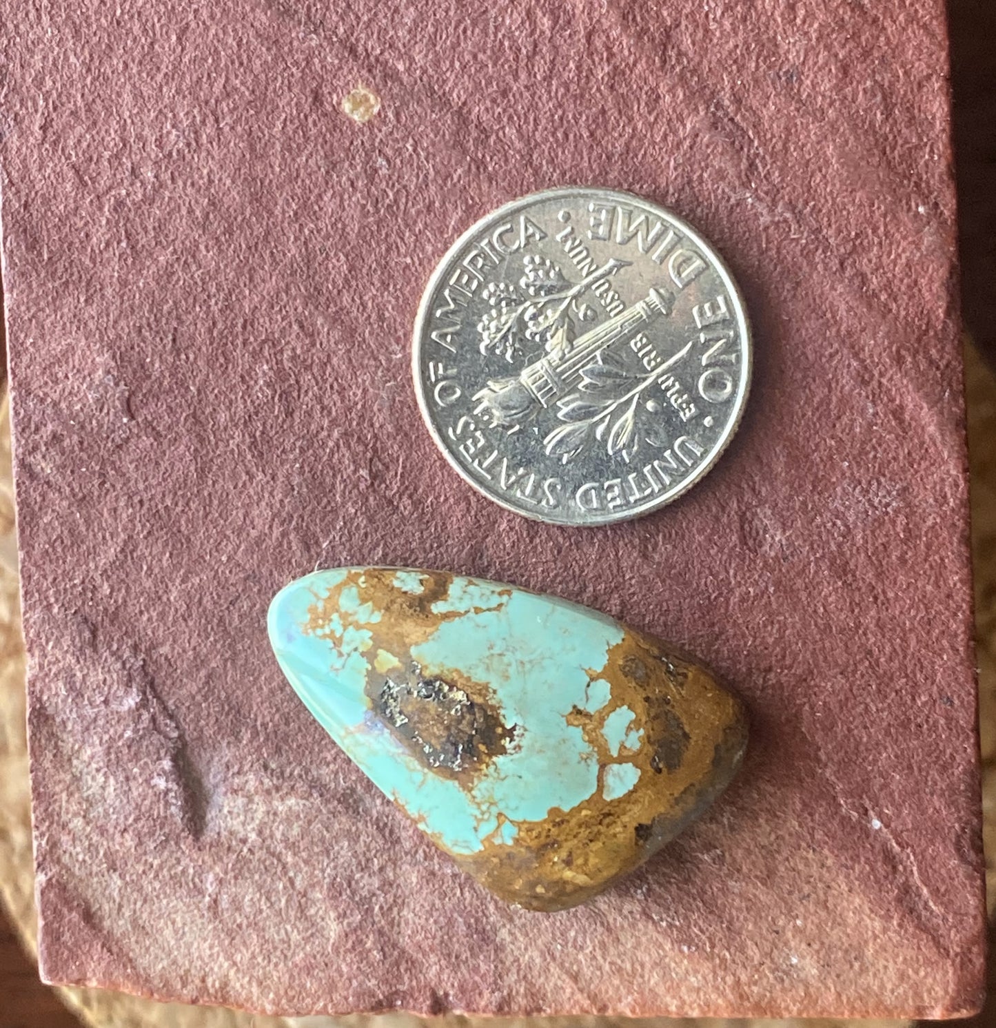 16 carat natural blue Stone Mountain Turquoise cabochon with red matrix