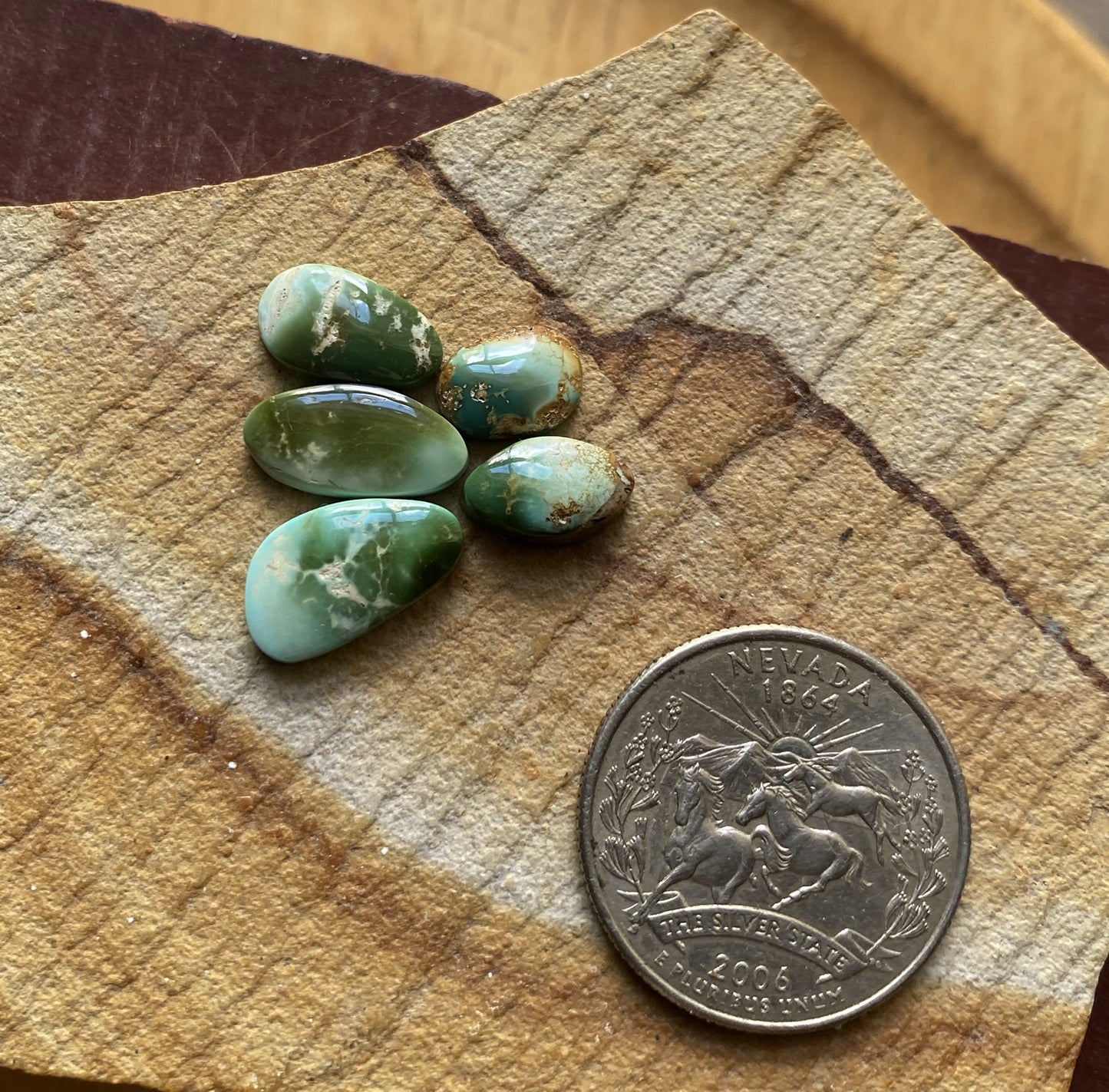 11 carat natural color change Stone Mountain Turquoise cabochons