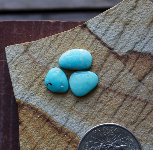 A trio of blue Stone Mountain Turquoise cabochons