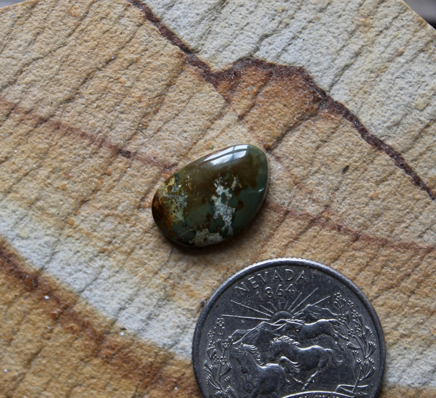 5 carat dark green Stone Mountain Turquoise cabochon