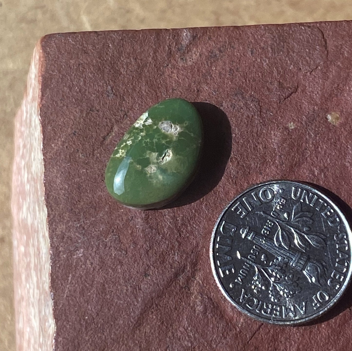 6 carat dark green natural Stone Mountain Turquoise cabochon