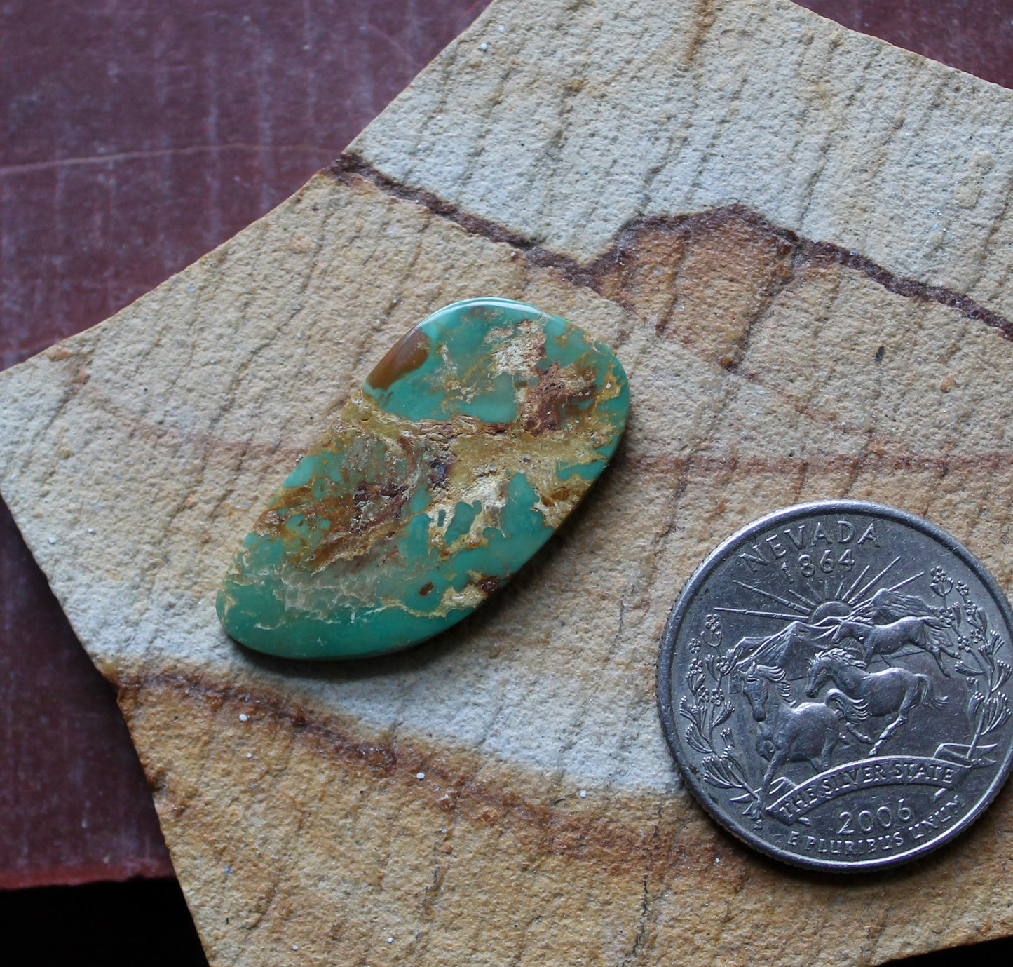 11 carat green Stone Mountain Turquoise cabochon