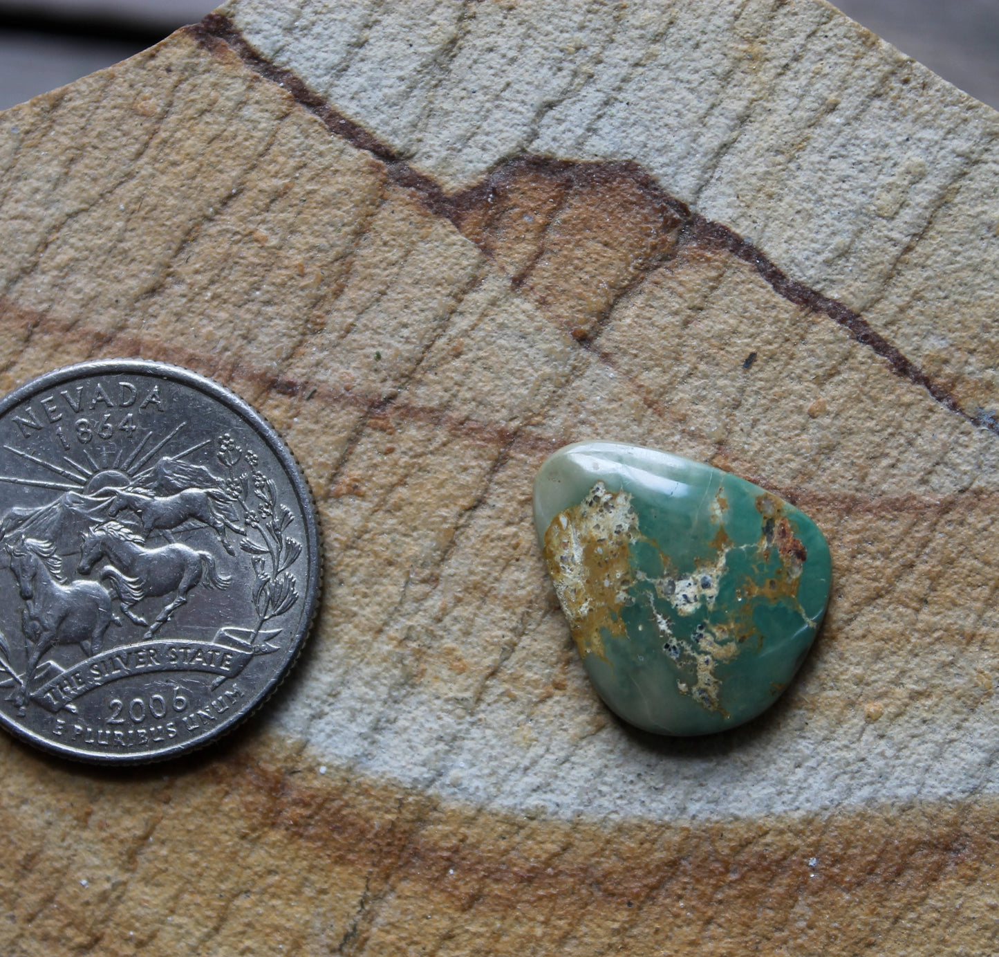 8 carat green Stone Mountain Turquoise cabochon