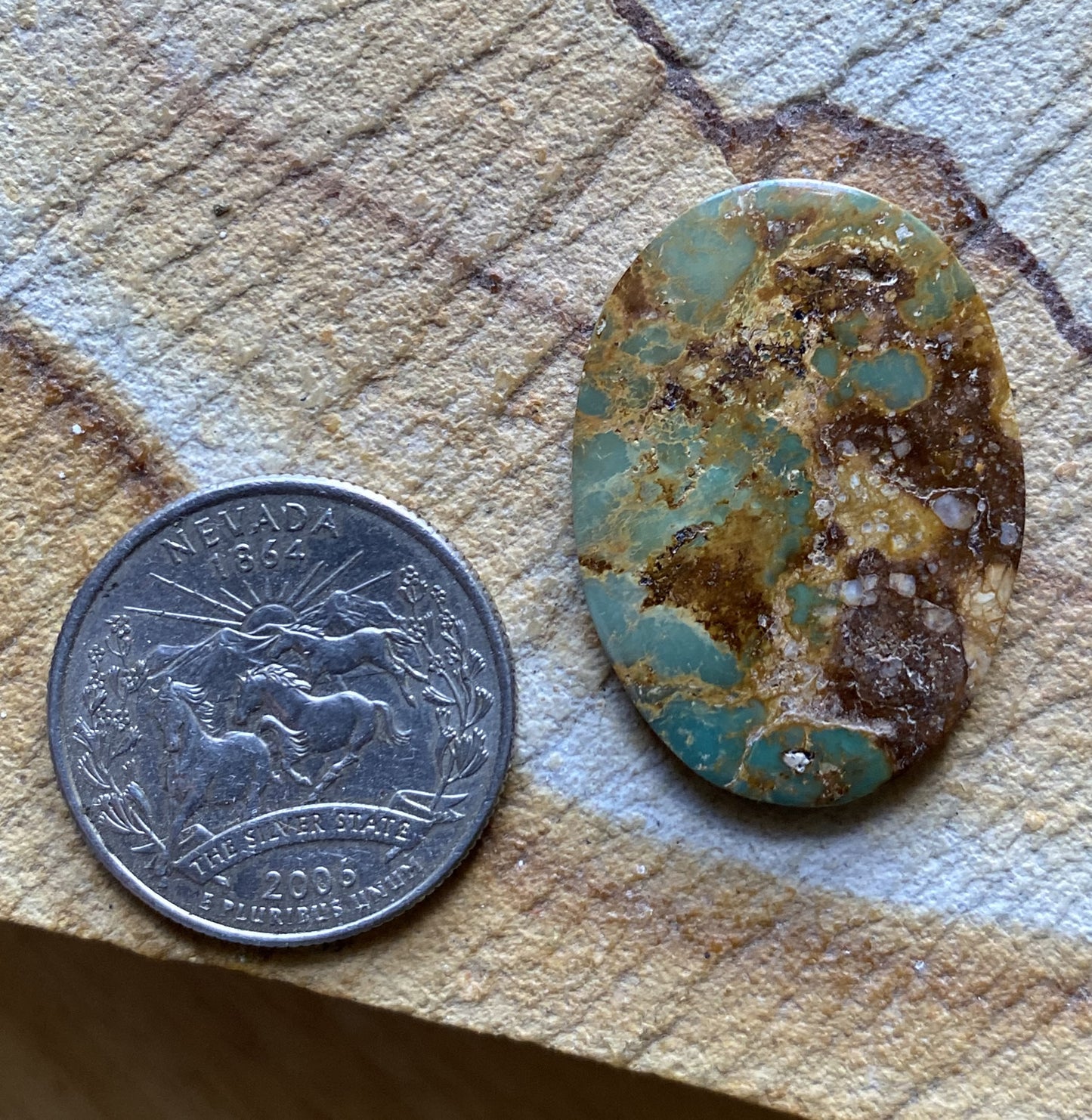 24 carat green Stone Mountain Turquoise cabochon oval
